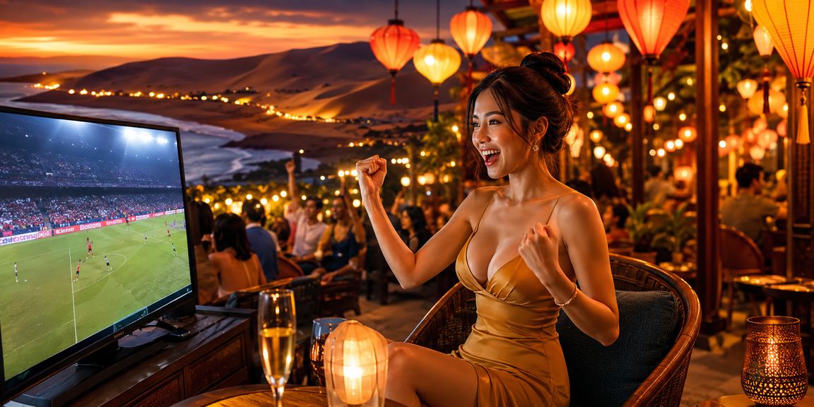 Người xem bóng đá và đặt cược thể thao tại chợ đêm Hội An Việt Nam